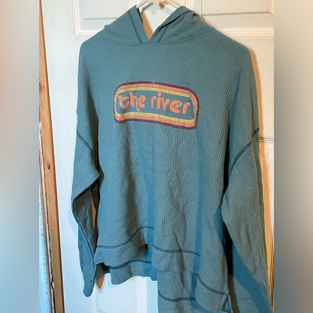 NWT Waffle knit teal retro style hoodie